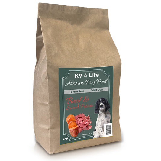 K9 4 Life HIGH ENERGY Beef & Sweet Potato Artisan Complete Premium Dog Food - Grain Free - 2KG