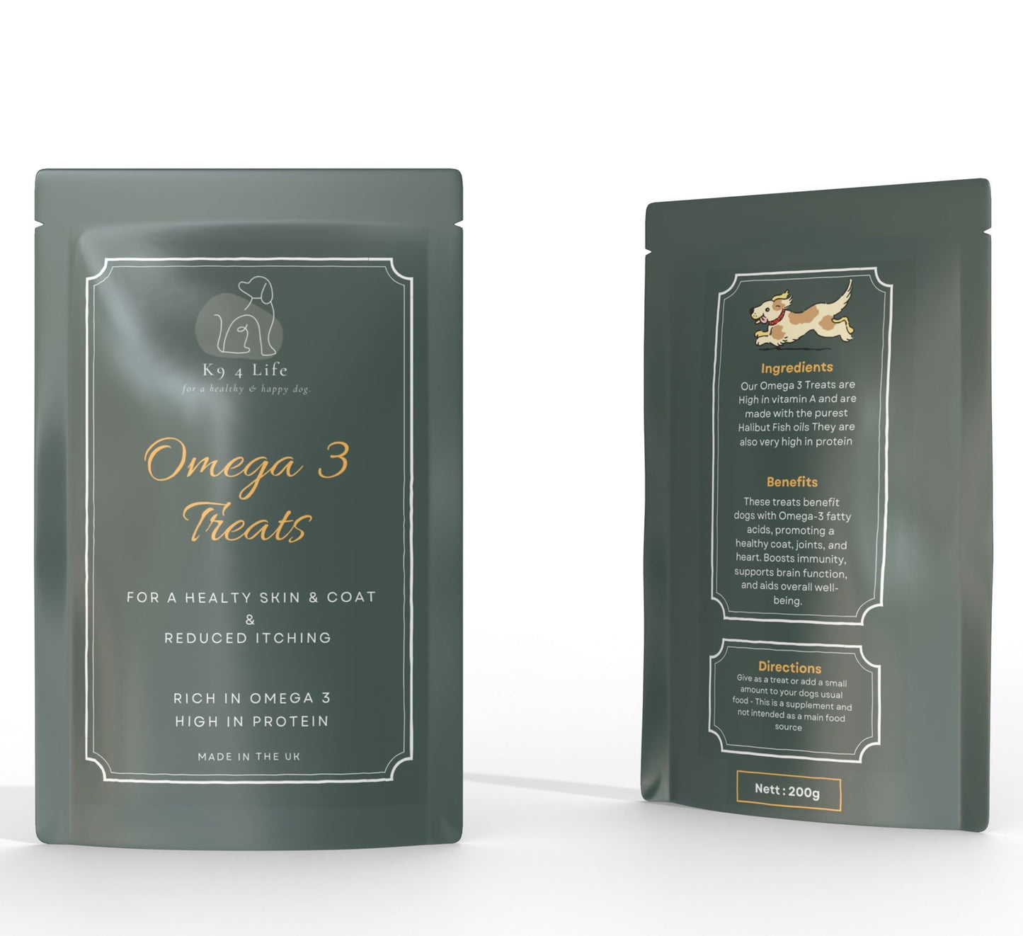 Omega-3 Enriched Dog Treats, High Protein with Vitamin A 2 packs