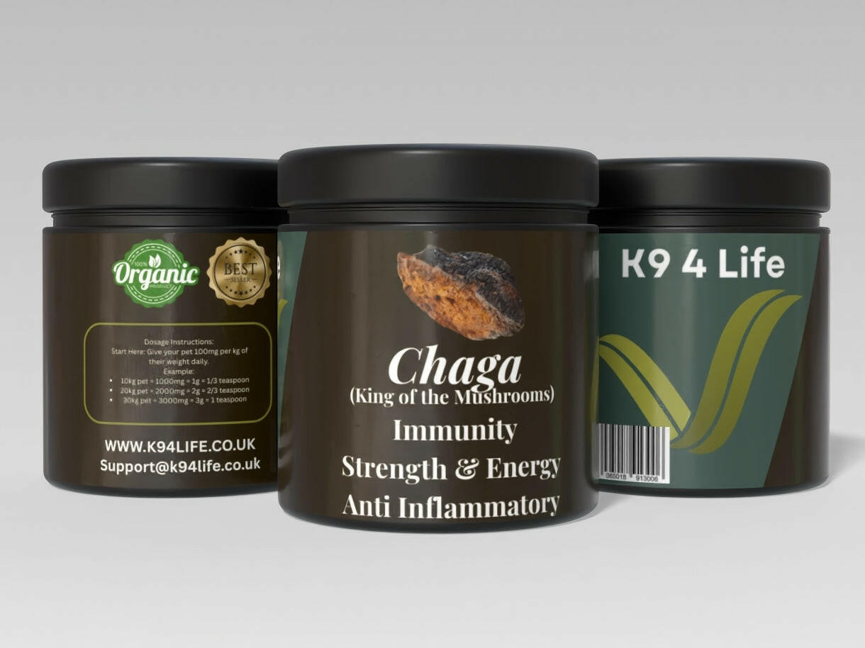 K9 4 Life Chaga Mushroom Powder For Dogs - Energy, Immune System & Anti Inflammatory