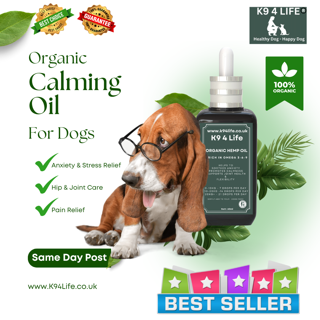 Dog Calming Hemp Oil Supplement | For Dog Emotions, Dog Barking | Omega 3,6,9 | Supports & Maintains Healthy Joints | Add To Food Or Chew's |