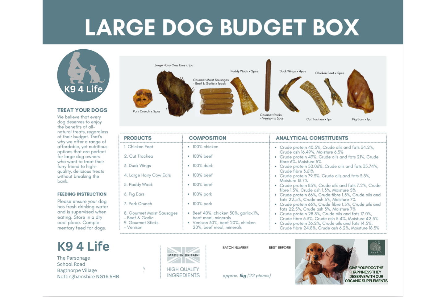 Natural Dog Treats Premium Selection Box for Larger Dogs - Amazing Value