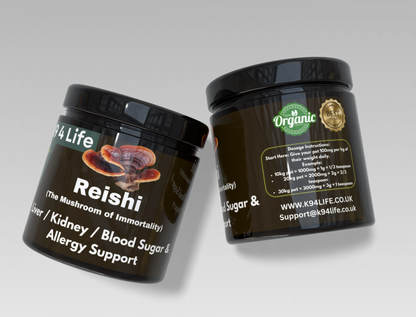 K9 4 Life Reishi Mushroom Powder For Dogs - Kidney, Liver, Blood Sugar & Allergy Support