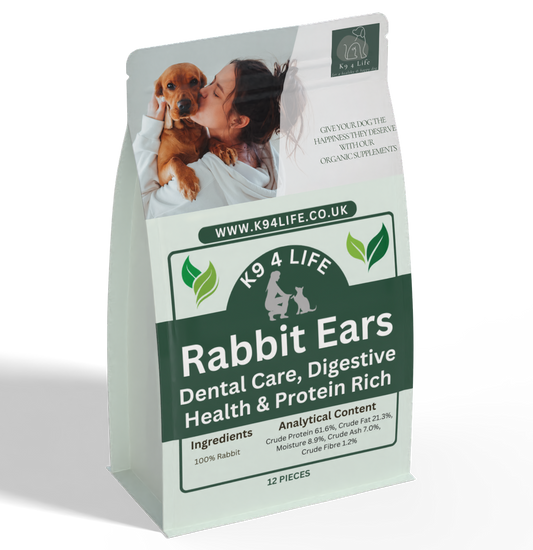 Natural Rabbit Ears Chews with Fur for Dogs - 100% Pure and Healthy Treats x 12