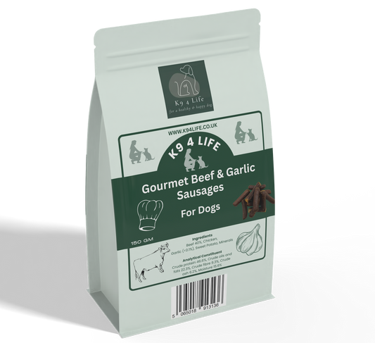 Beef & Garlic Gourmet Dog Sausages: Detox & Protein Fix