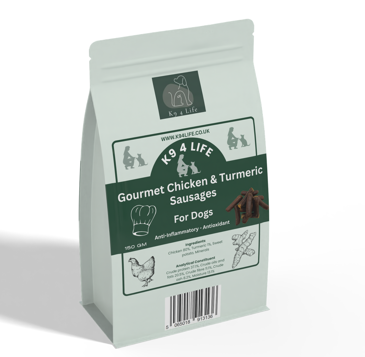 Chicken & Turmeric Gourmet Dog Sausages: Anti-Inflammatory, Antioxidant