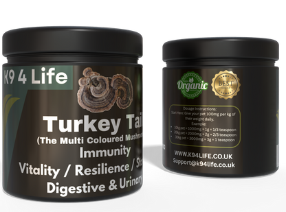 K9 4 Life Turkey Tail Mushroom Powder For Dogs - Vitality - Immunity - Gut - Urinary Health