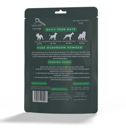 K9 4 Life 4 in 1 Mushroom Mix For Dogs - Complete Mind, Body & Energy Support