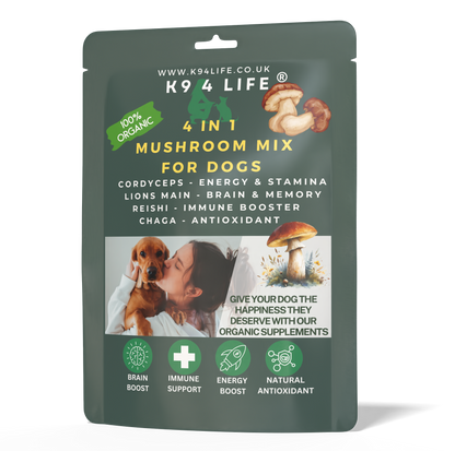 K9 4 Life 4 in 1 Mushroom Mix For Dogs - Complete Mind, Body & Energy Support